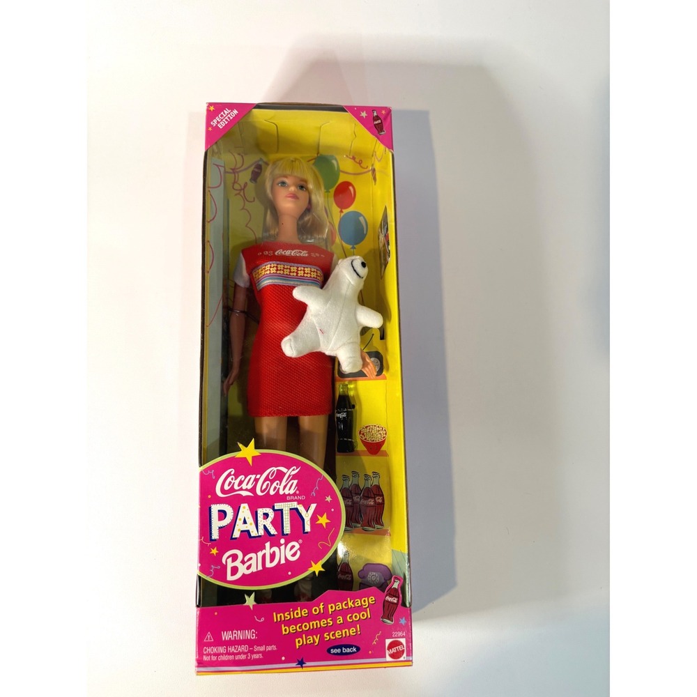 Mattel Coca-Cola Party Barbie Special Edition Doll Red Dress Polar Bear 22964